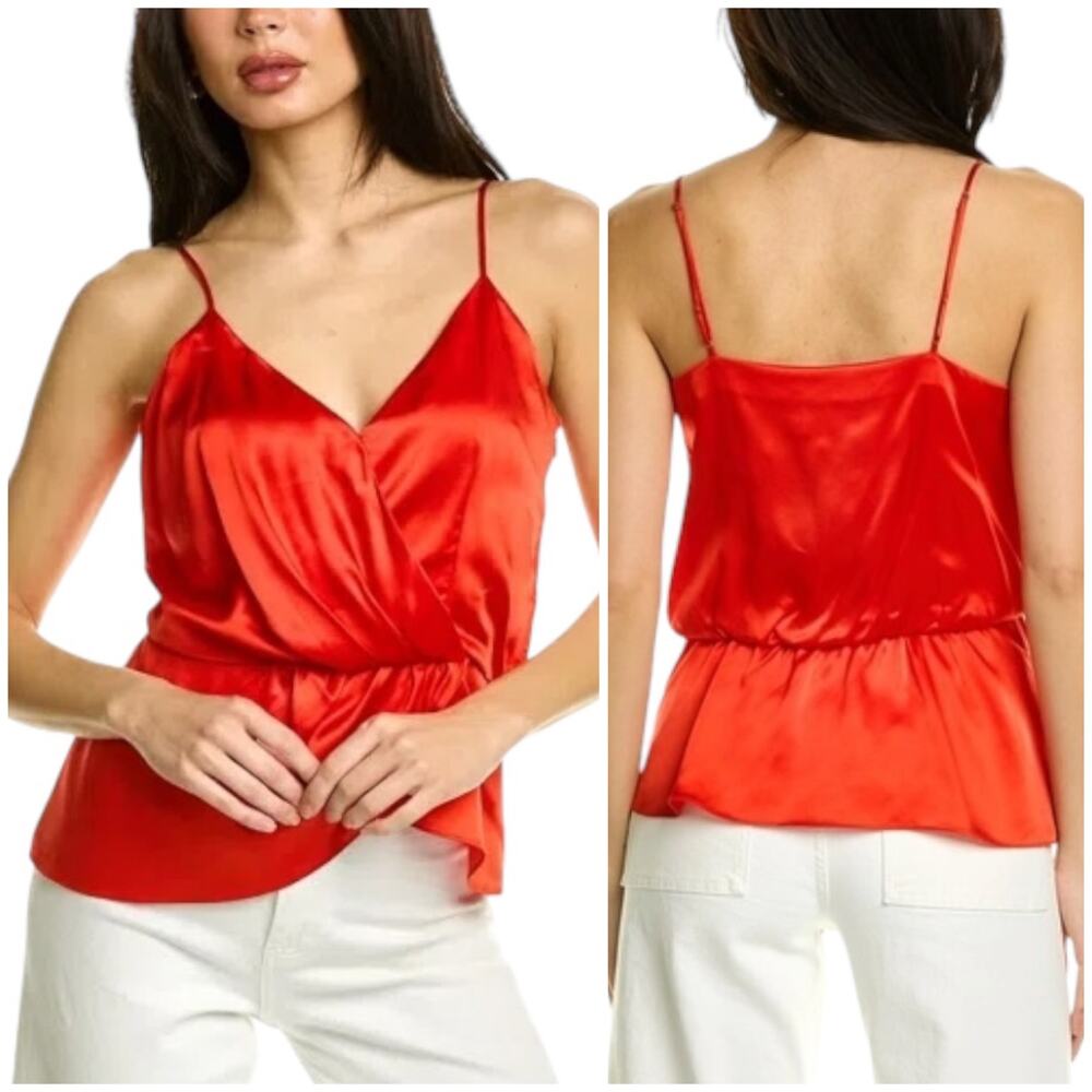 Cinq à Sept NWT Mirin Silk Top Chili Pepper Red Tank Blouse V-Neck Size M
